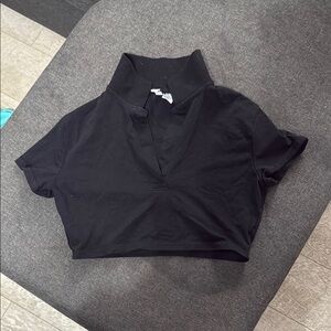 H&M Black Fitted Polo Crop Top